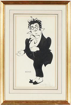 Einar Nerman · EINAR NERMAN, tuschlavering med täckvitt, signerad.