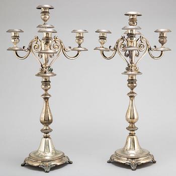 A pair of Swedish 19th century silver candelabra, mark of Gustaf Mollenborg Feron 1881.