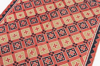 A bed cover, flat weave, c. 167 x 125 cm, Western Scania, signed EMD, early 19th century.