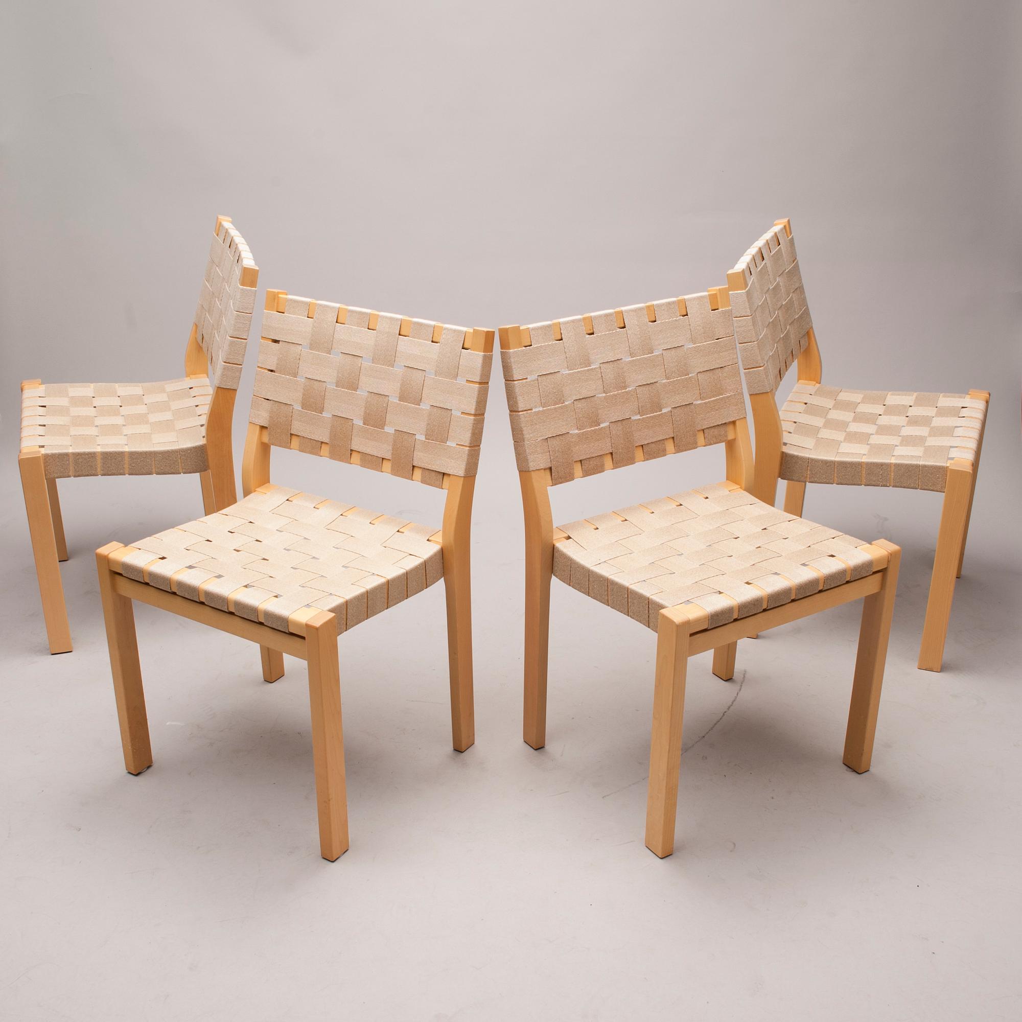 STOLAR, 4 st, modell 611, Alvar Aalto, Artek, 1900-talets slut.