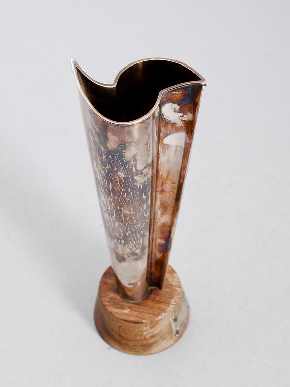 Tapio Wirkkala, A Tapio Wirkkala silver and palisander vase, 'Liekki', Tavastehus, Finland 1963.