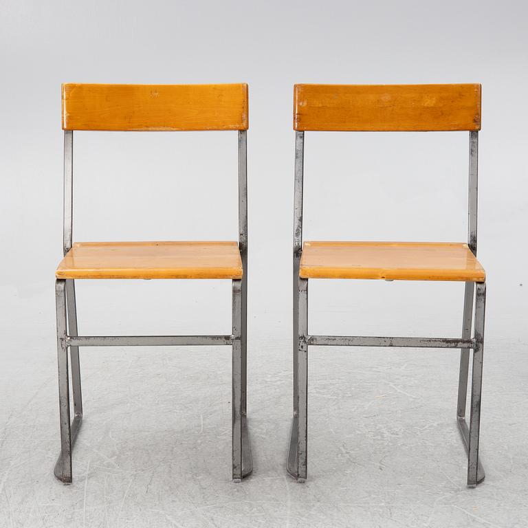 Chairs, 6 pcs, "Chair 10", mid-20th century. Grythyttan's steel furniture. First half of the 20th century.