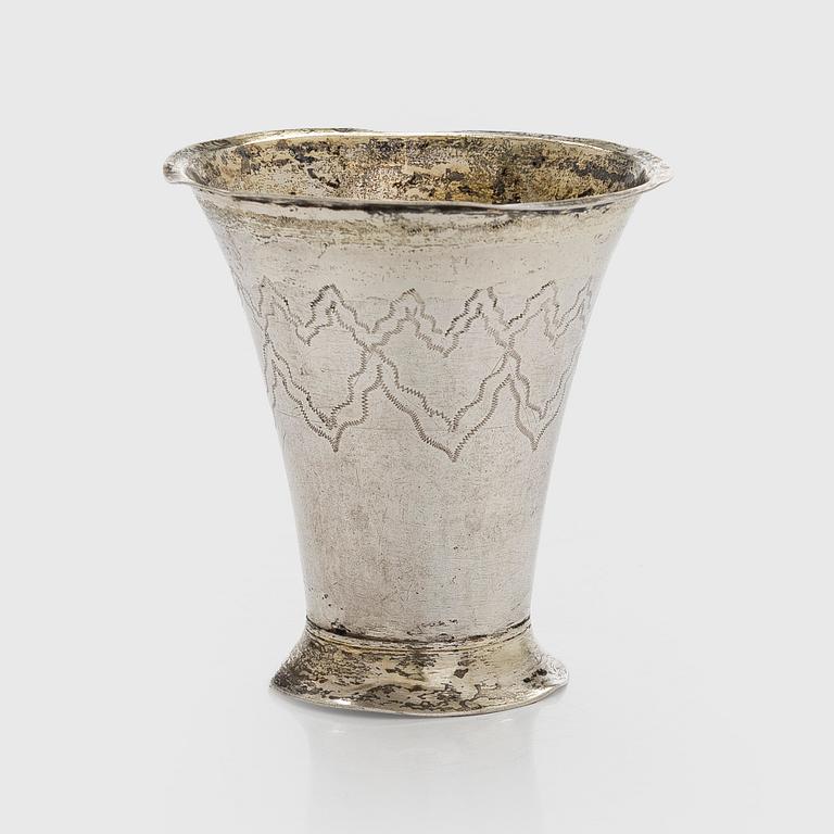 An early 19th-century silver beaker, maker's mark of Jacob Johan Jankes, Turku 1803.
