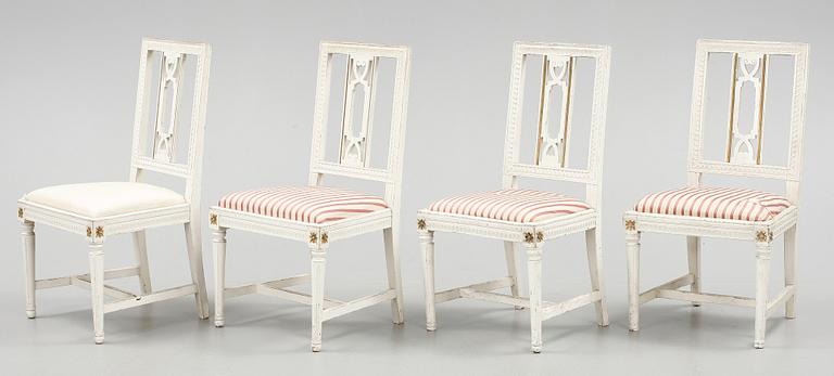 STOLAR, 2+2 stycken, gustavianska samt gustaviansk stil, 1800/1900-tal.