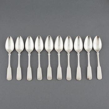 Ten silver spoons, by Gustaf Grönholm in Helsinki, 1827. Weight 363 g.