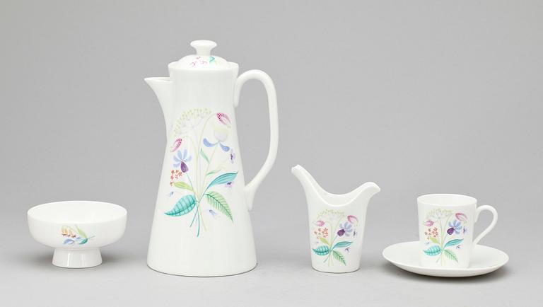 MOCCASERVIS, 15 delar, benporslin,  "Florette", Stig Lindberg, Gustavsberg.