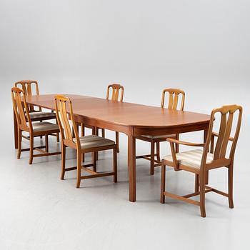 Carl Malmsten, dining table, 2 armchairs and 4 chairs. Åfors Furniture Factory.