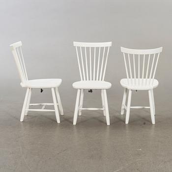 Six white 'Lilla Åland' chairs by Carl Malmsten, Stolab Sweden.