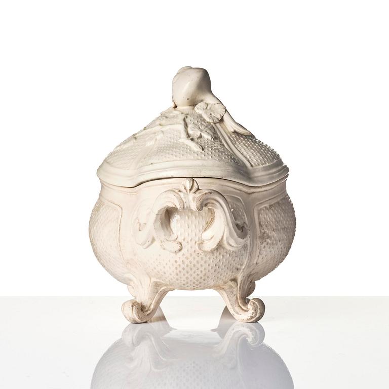 A Swedish cream ware tureen with cover, Marieberg, 18th century.