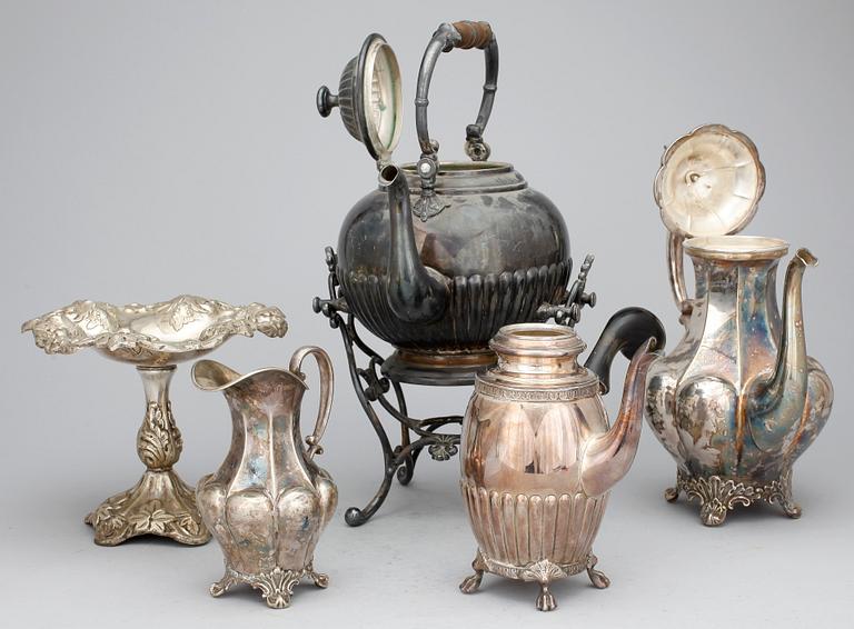 PARTI NYSILVER, 5 delar, mest AG Dufva, Stockholm sent 1800-tal till tidigt 1900-tal.