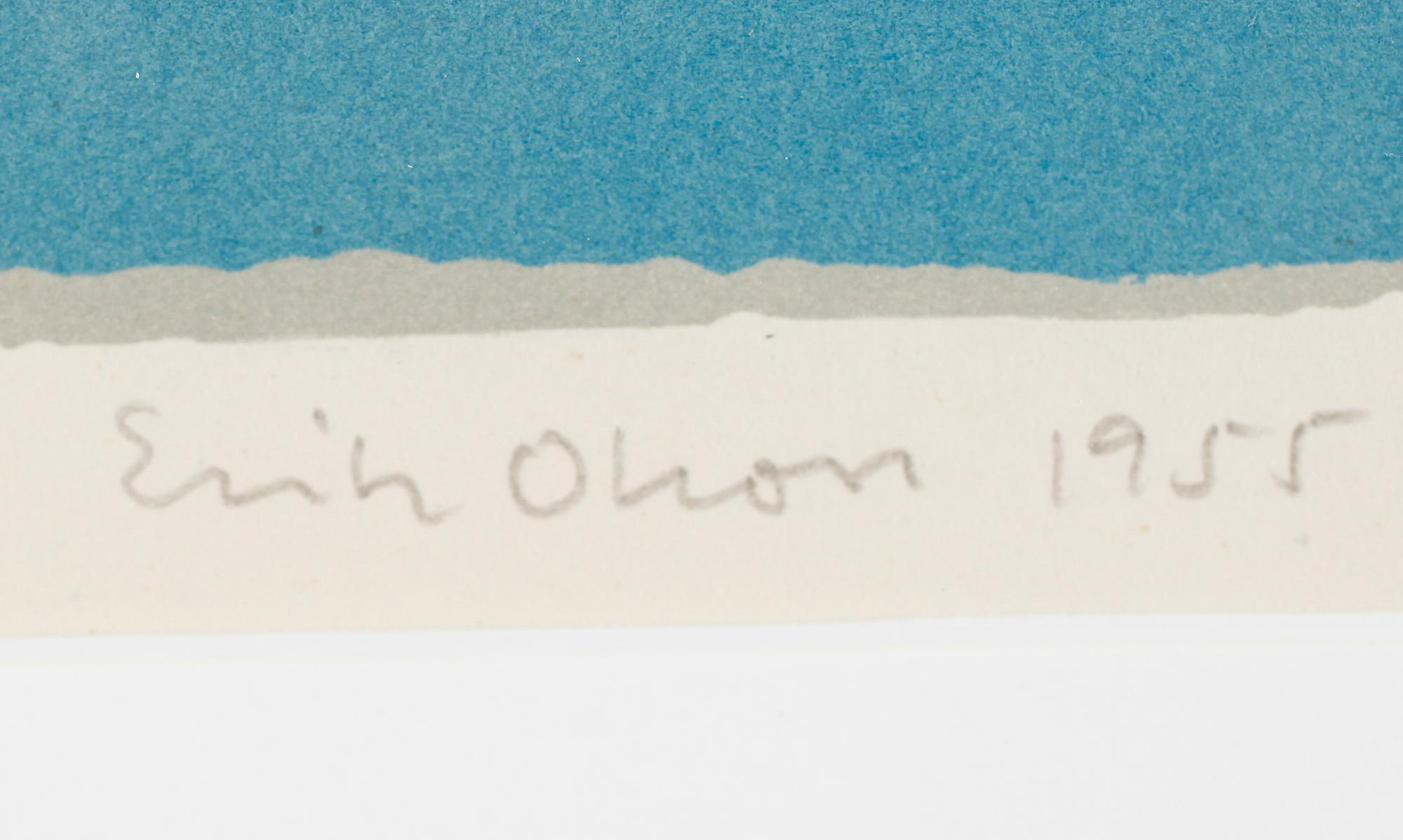 ERIK OLSON, 2 st, färglitografier, signerade och daterade 1955, numrerade 231/260 samt 42/250.