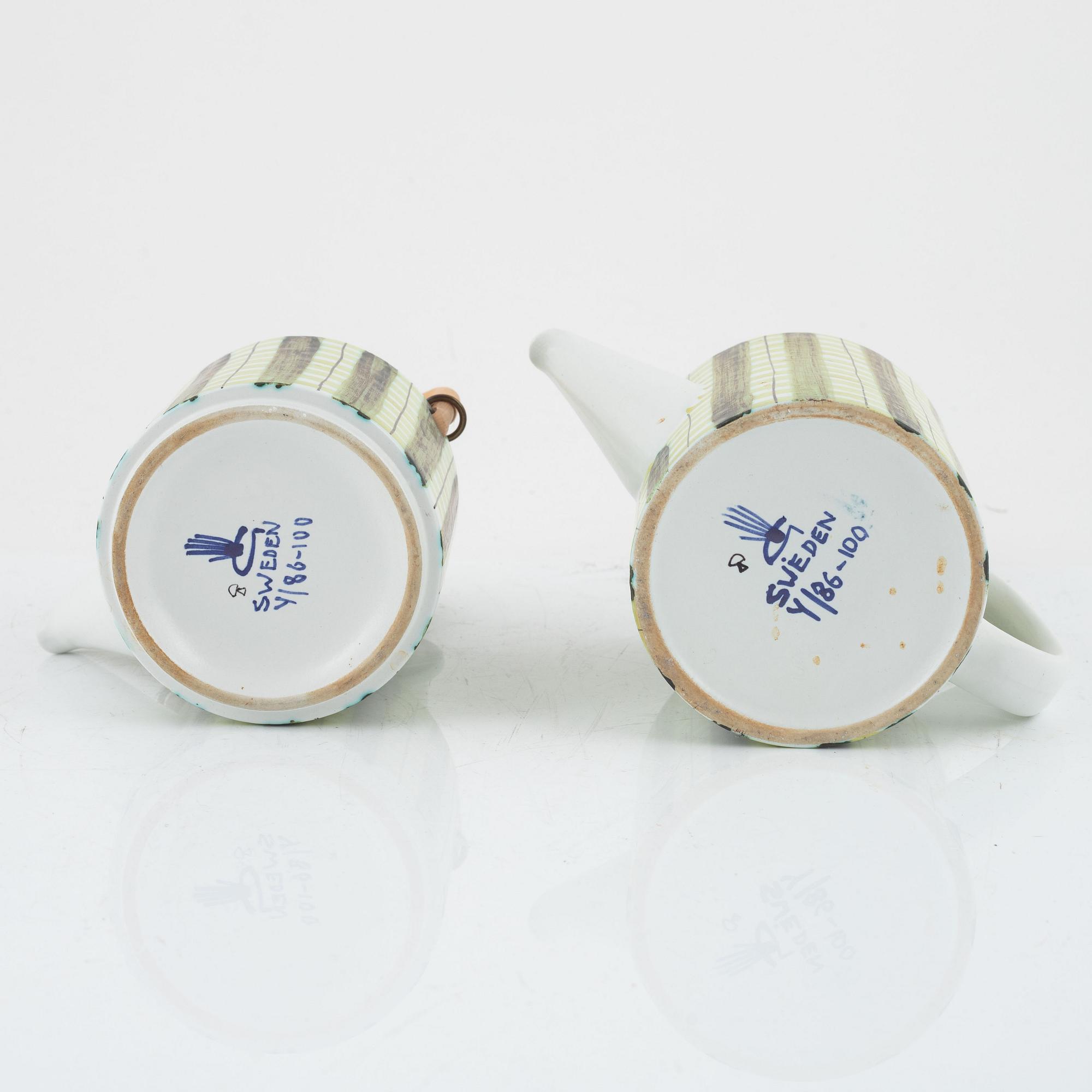 Stig Lindberg, tekanna och kaffekanna, Gustavsberg Studio.