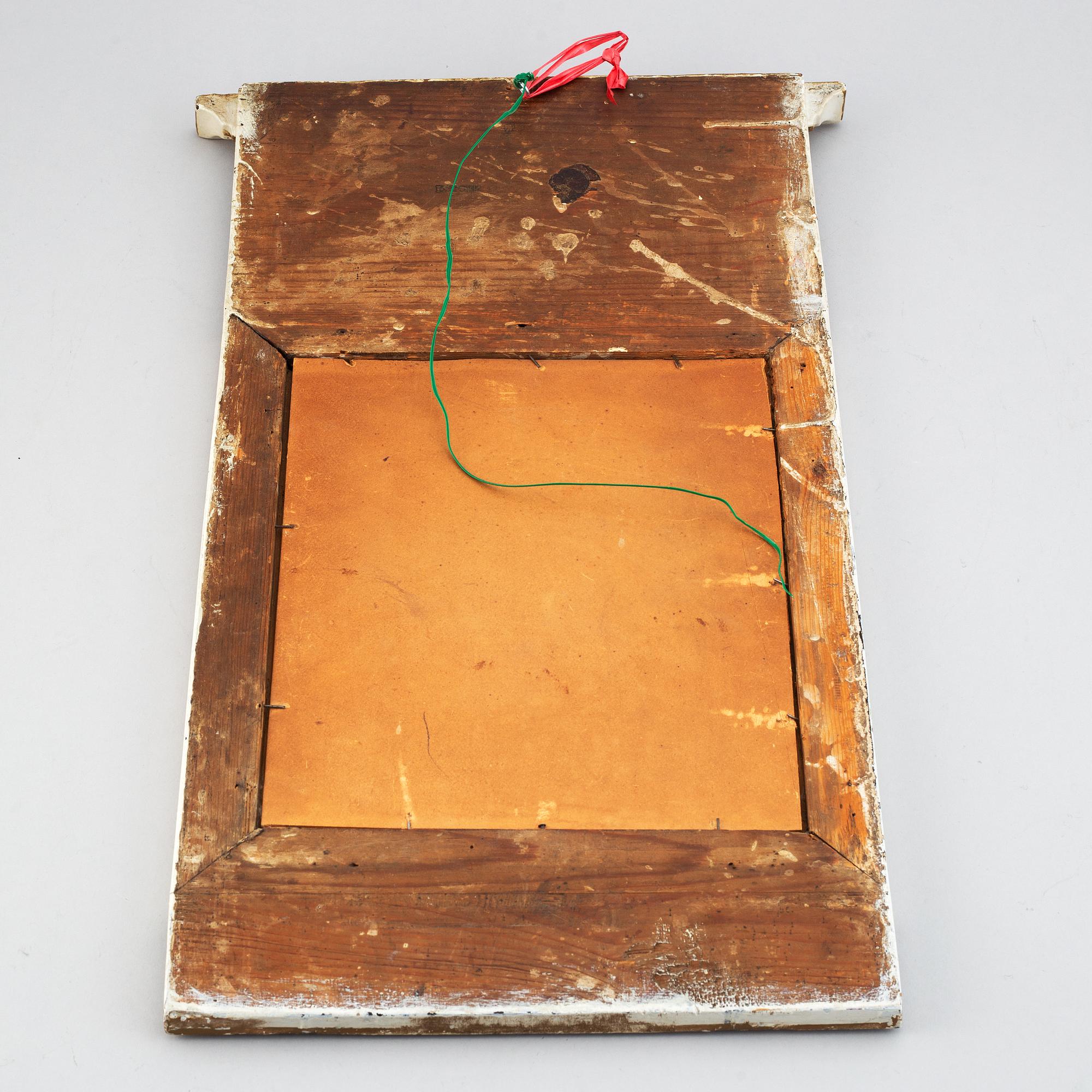 Spegel, 1800-tal, empire, signerad J. Stork, Johan Stork, Kalmar (1788-1846), troligen Hallstämplad.