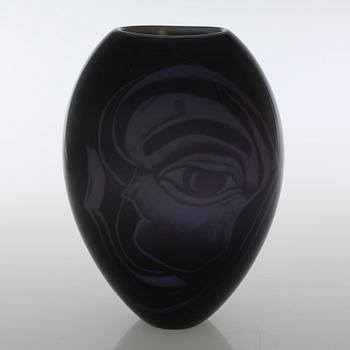 a glass vase, Orrefors, signed and dated.