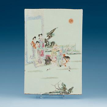 A famille rose placque, Qing dynasty, circa 1900.