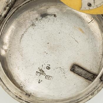 En samling fickur, spindelur, 3 st i silver.