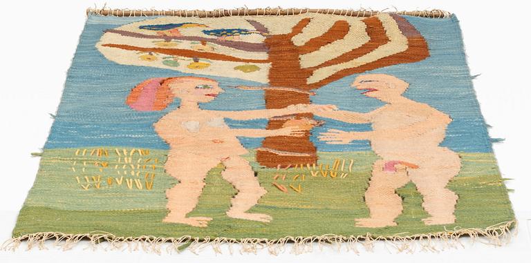 Lena Cronqvist, tapestry 'Adam och Eva I, tapestry weave, c. 123 x 97 cm, signed 'LC' and dated 1971.