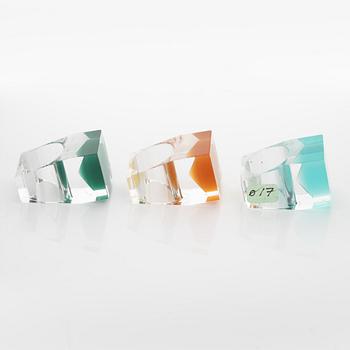 Siv Lagerström, three acrylic plastic rings, 1970s.