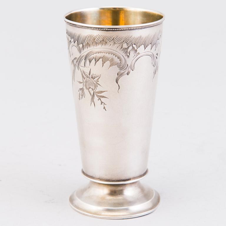 A 1880s-90s Russian silver beaker, maker's mark B.A., Moscow.