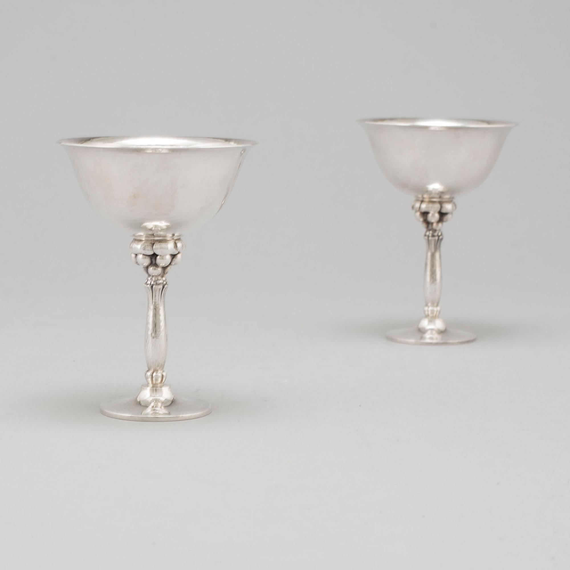 HARALD NIELSEN, a pair of Georg Jensen sterling cocktail glasses, 1945-77 Denmark.