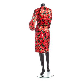 YVES SAINT LAURENT, a silk printed dress.