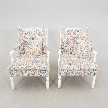 Armchairs, a pair in the Gripsholm model by Nordiska Kompaniet, second half of the 20th century.