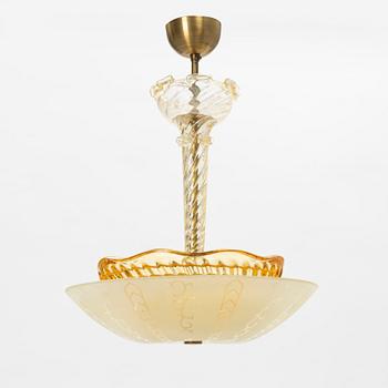 Taklampa, troligen Orrefors, Swedish Modern 1940-tal.