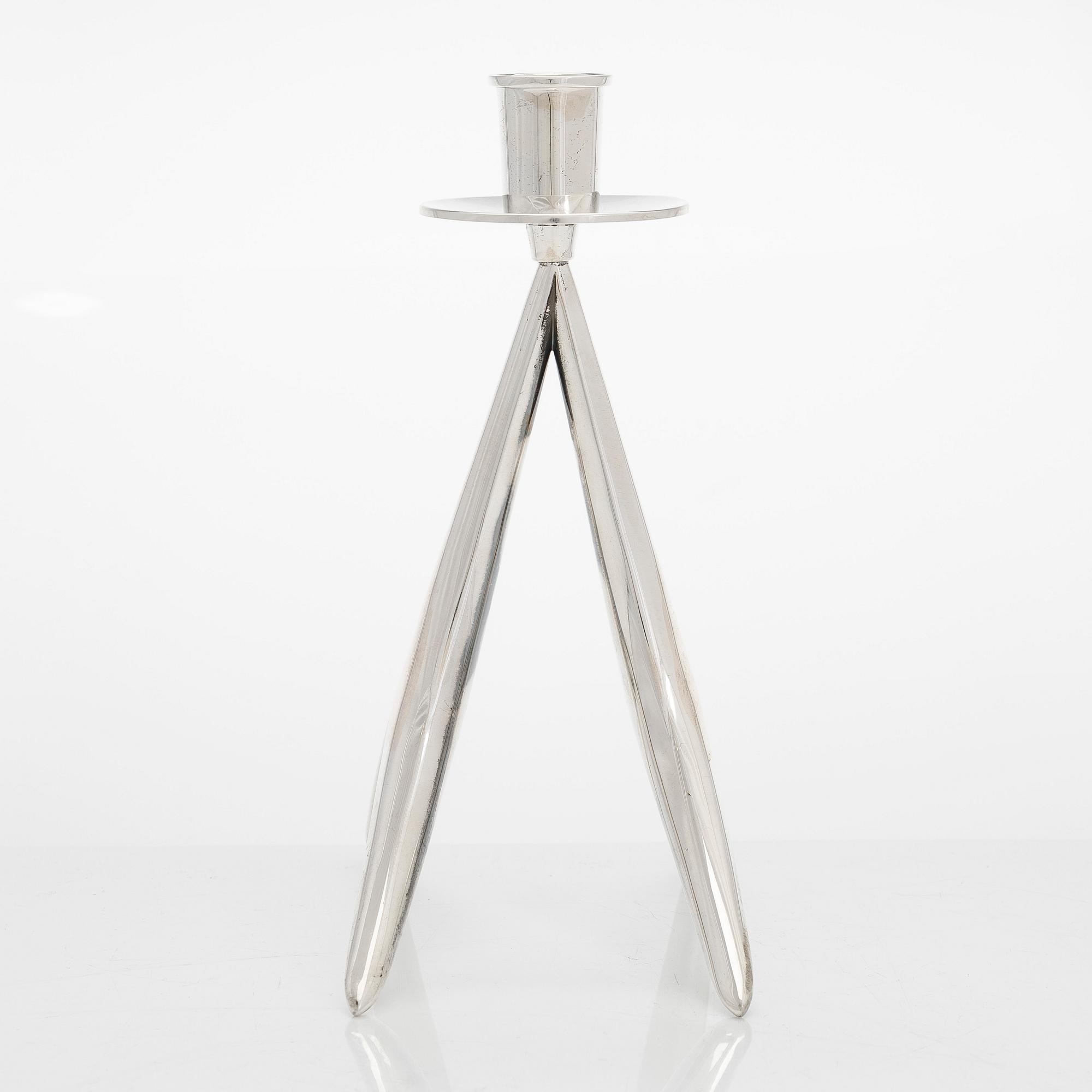 Anna-Greta Eker, A silver candlestick for Auran Kultaseppä Oy, Turku, 1968.