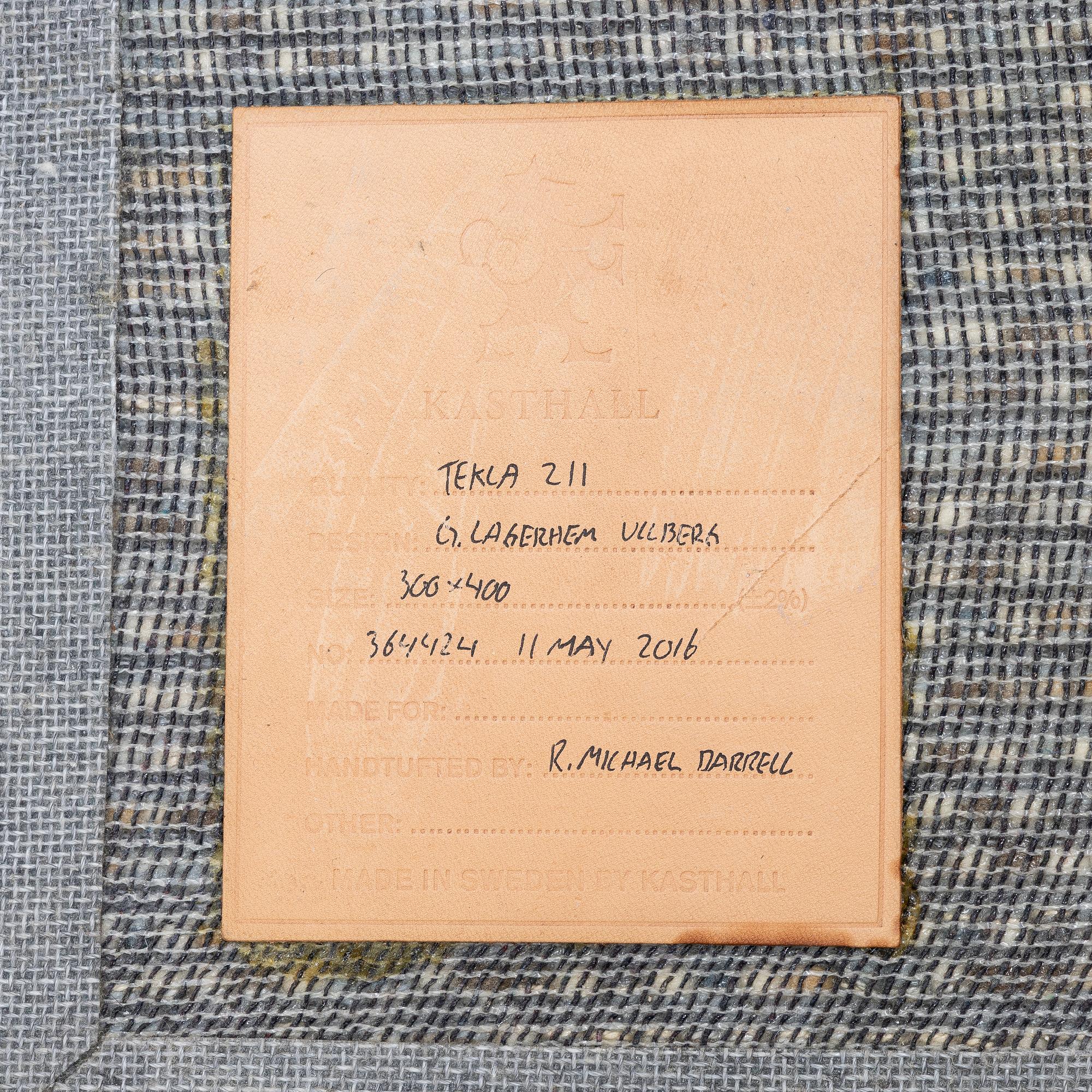 Gunilla Lagerhem Ullberg, matta, "Tekla 211", Kasthall, ca  385 x 300 cm.