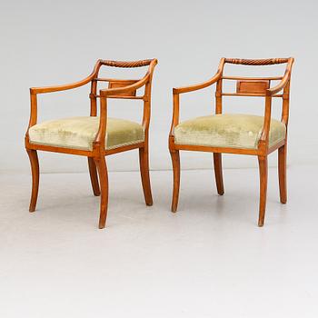 KARMSTOLAR, 1 par, senempire, 1800-talets mitt.