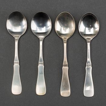 KAFFESKEDAR, silver, MGAB, modell "Uppsala" 12 st. Total vikt ca 160 gram. 1980-tal.