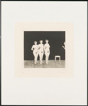 Pentti Kaskipuro, "Postikorttitytöt". Signerad och daterad 1974.