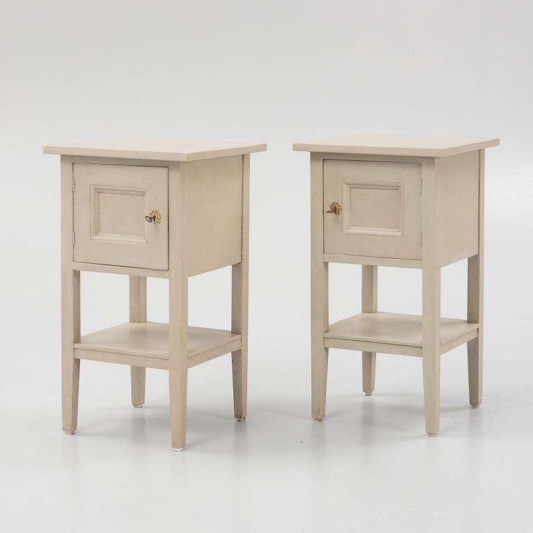 Bedside tables, a pair, first half of the 20th century.