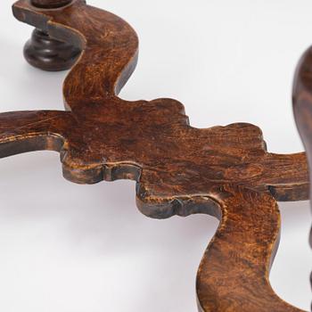 A Swedish late baroque burr-alder table, Stockholm, first part 18th century.
