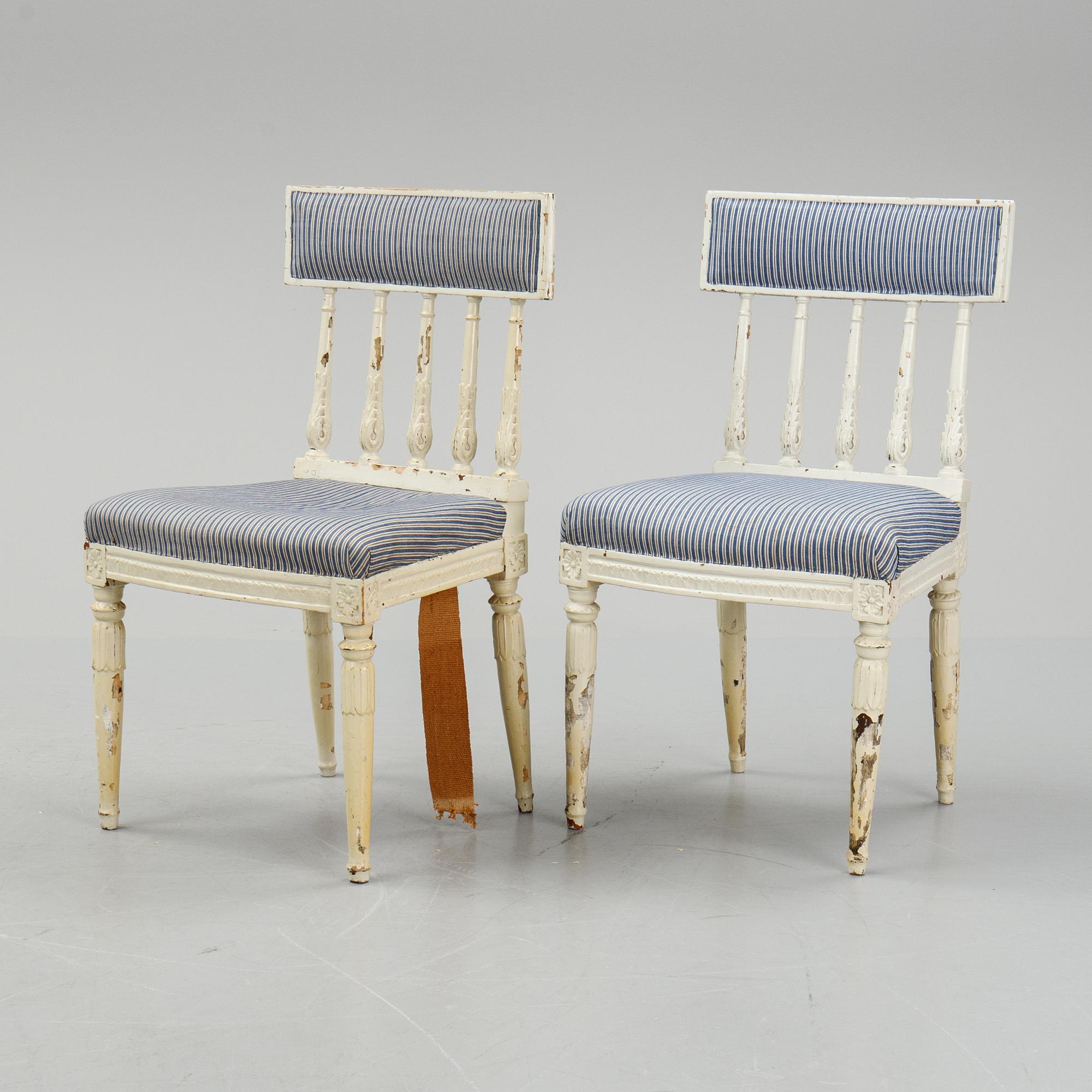 Stolar, 4 stycken (2+2), sengustavianska, tidigt 1800-tal.