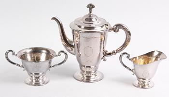 KAFFESERVIS, 3 delar, nysilver, CG Hallberg, 1920-tal.