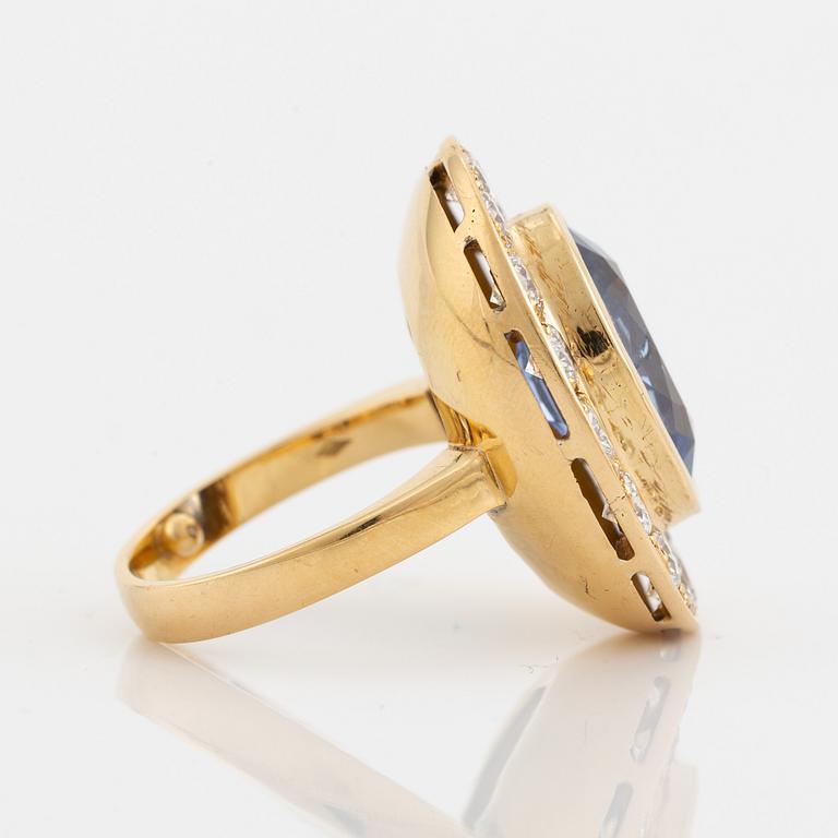 Sapphire and brilliant cut diamond cocktail ring.