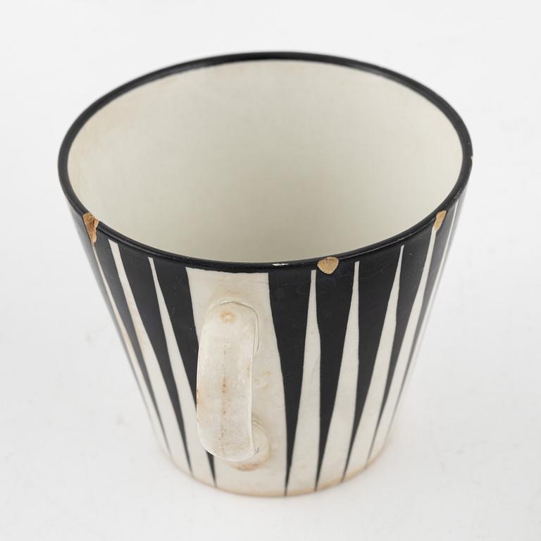 Eugen Trost, eleven coffee cups with three saucers, 'Zebra', Upsala-Ekeby Gefle.
