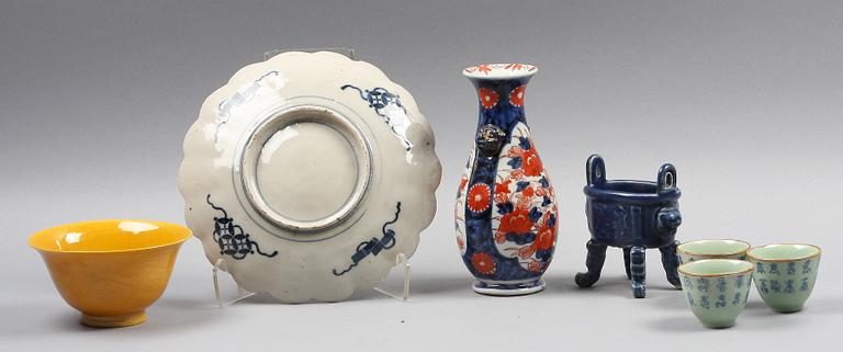 PARTI PORSLIN, 7 delar, Kina resp Japan, 1800/1900-tal.