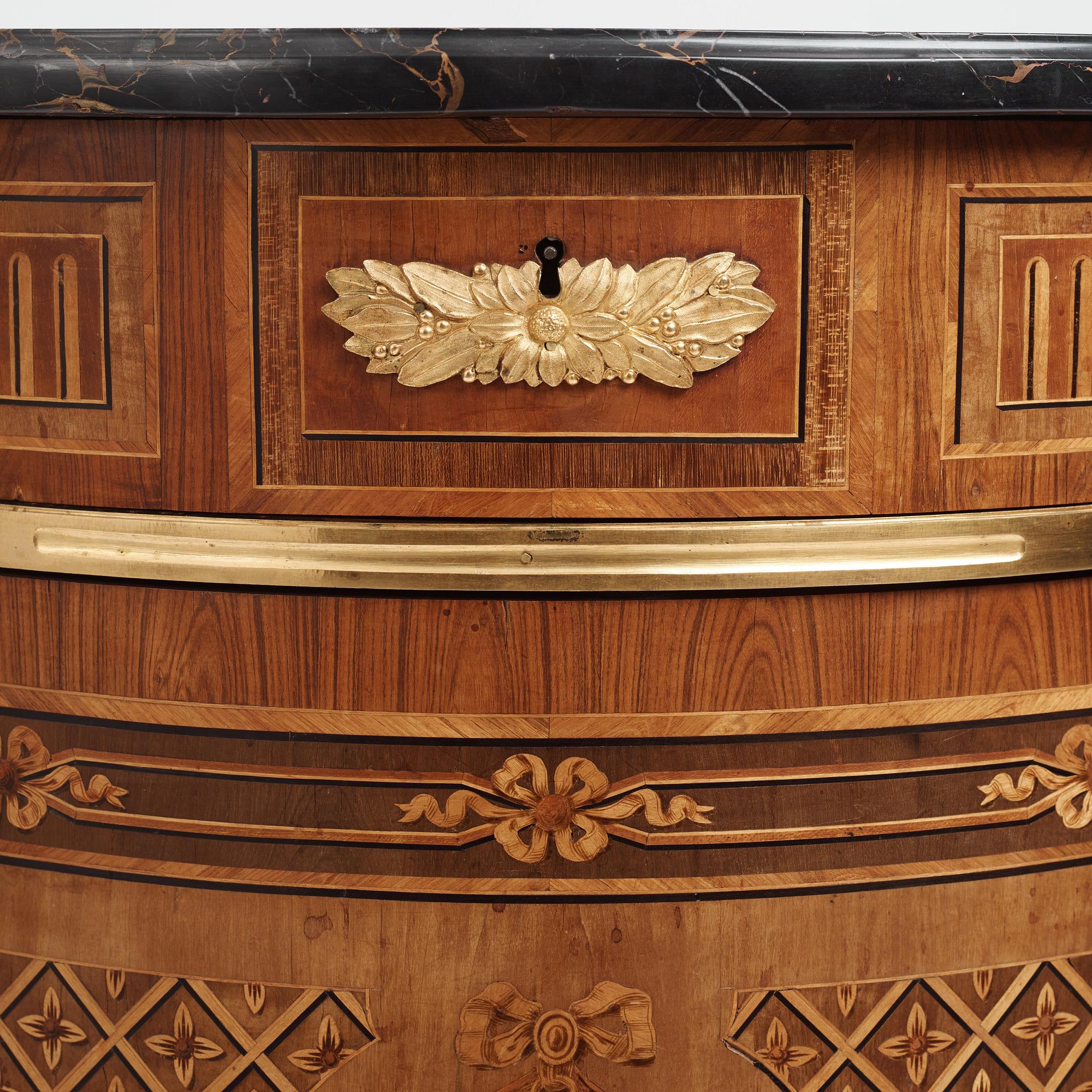 The "De Geer cabinets" a pair of demi-lune cabinets by Georg Haupt (master in Stockholm 1770-1784), Gustavian.