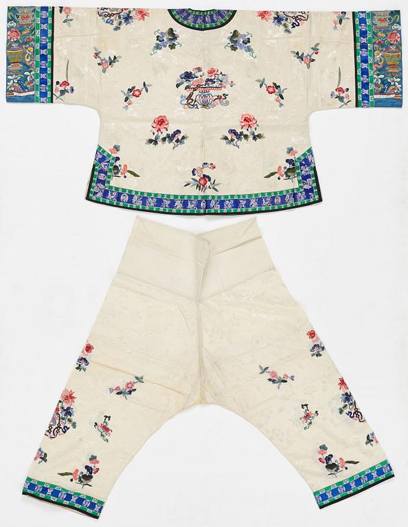 An ebroidered silk jacket and coat, China, first half of the 20th Century.