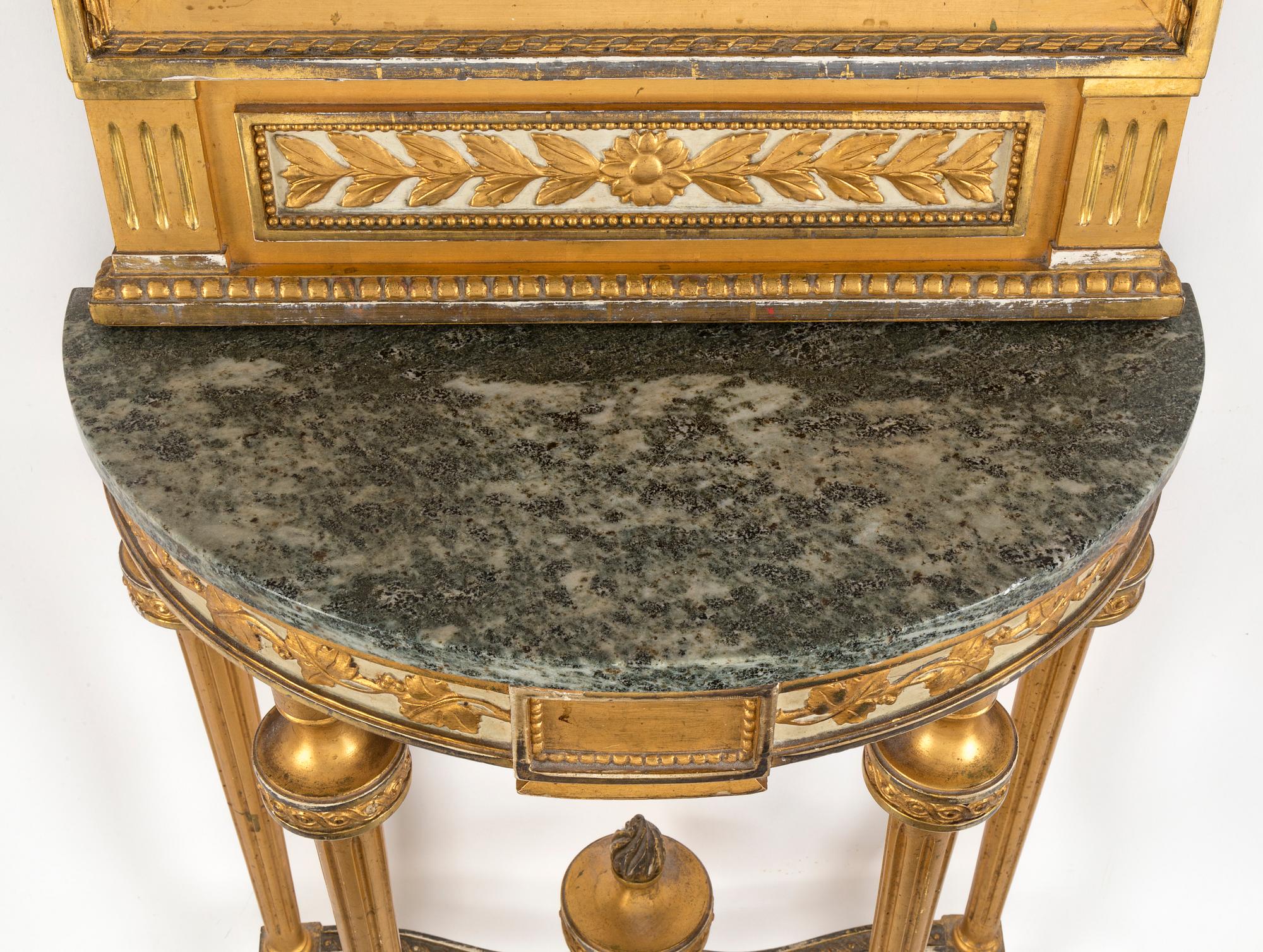 A MIRROR AND CONSOLE TABLE, gustavian style, mid 1900s.