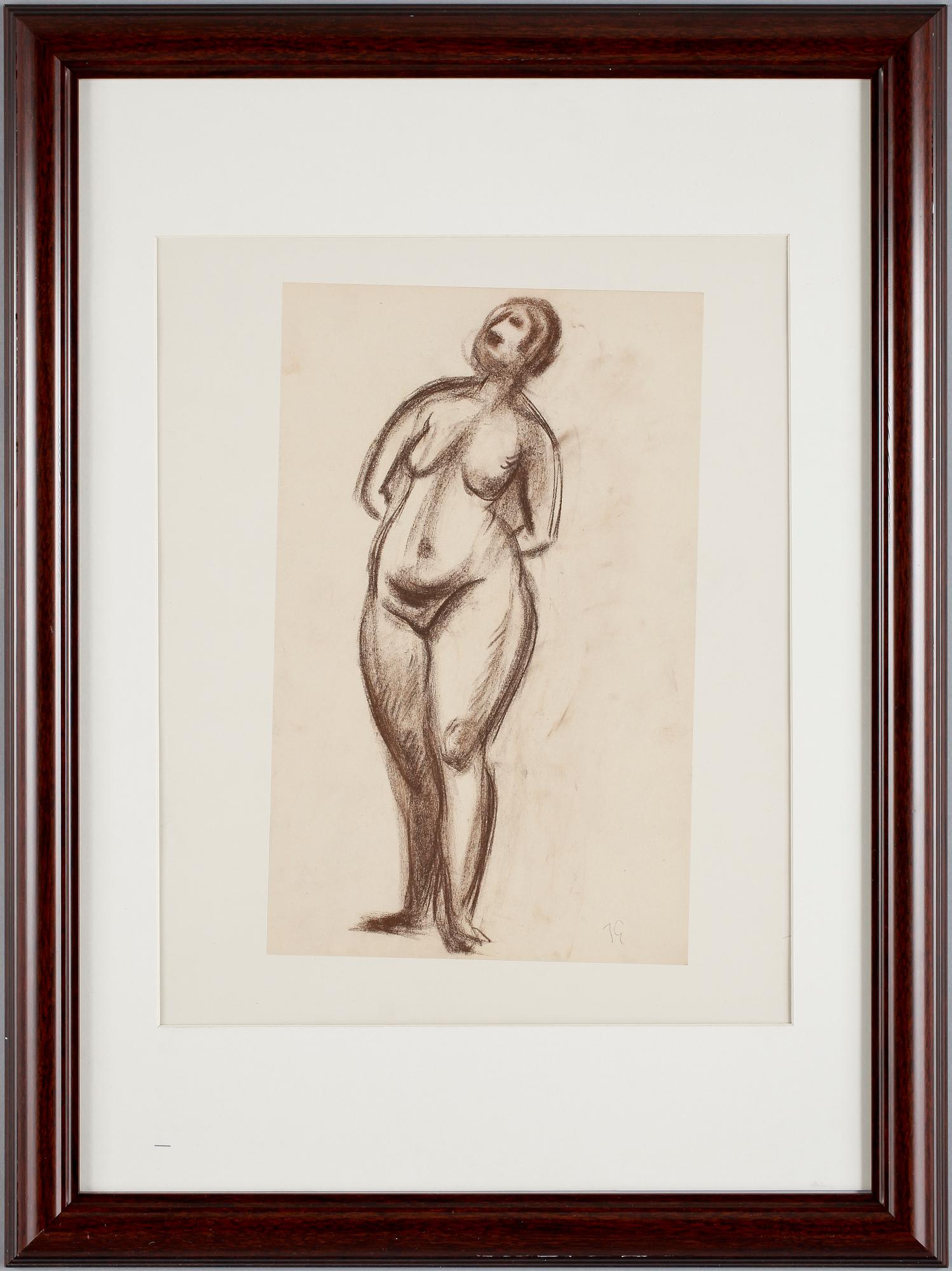 ISAAC GRÜNEWALD, krita på papper, monogramsign.