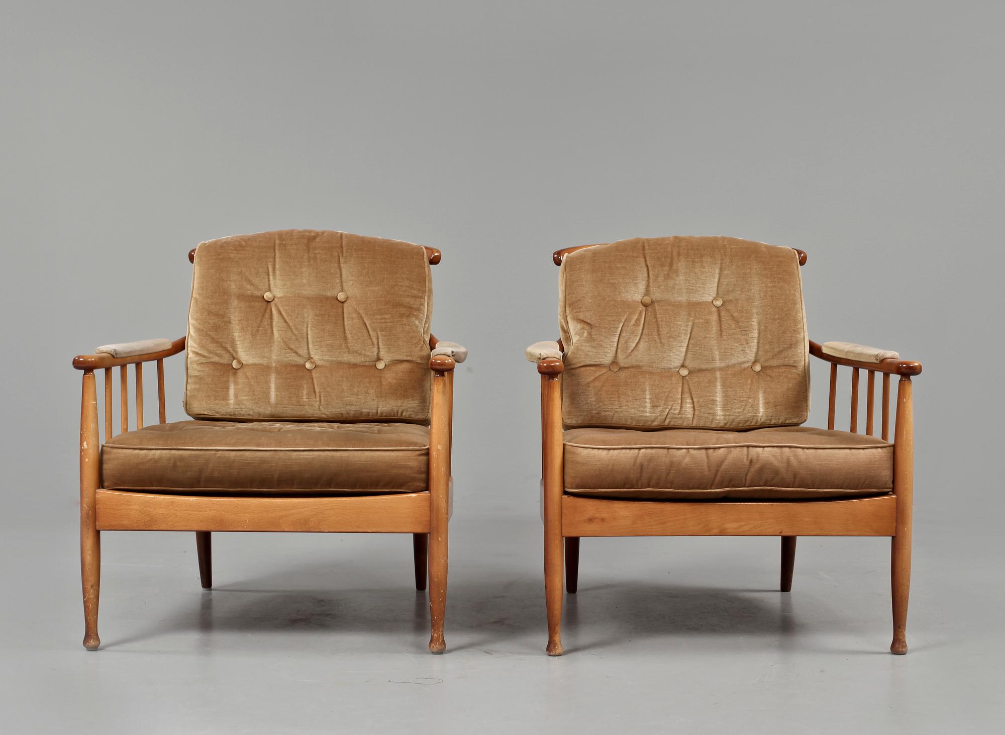 FÅTÖLJER, ett par, "Skrindan" Kerstin Hörlin-Holmquist, OPE möbler, 1900-talets andra hälft.