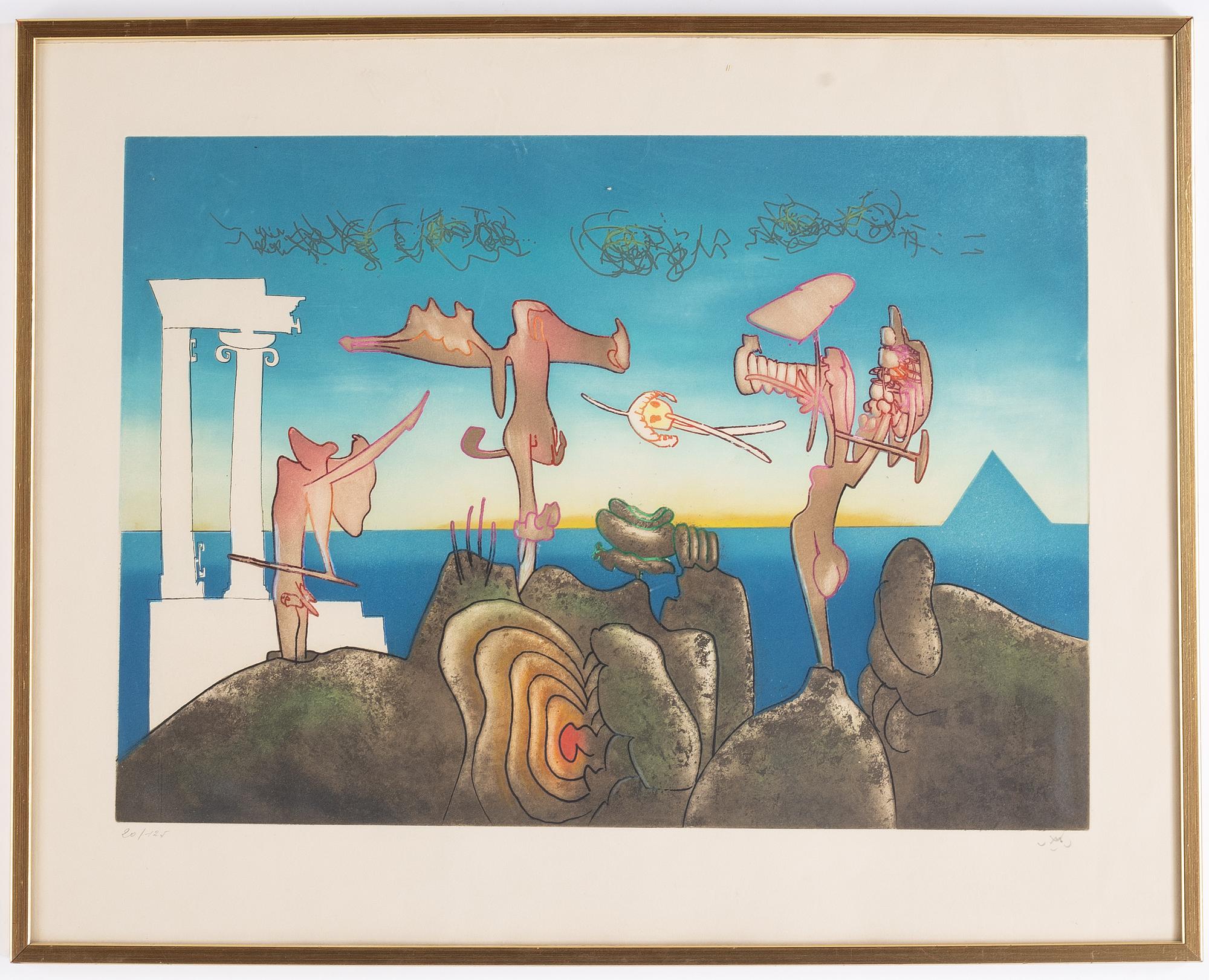 Roberto Matta, färgetsning, signerad och numrerad 20/125.