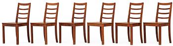 576. A set of six stained birch dinner chairs, Nordiska Kompaniet, NK, Stockholm circa 1923.