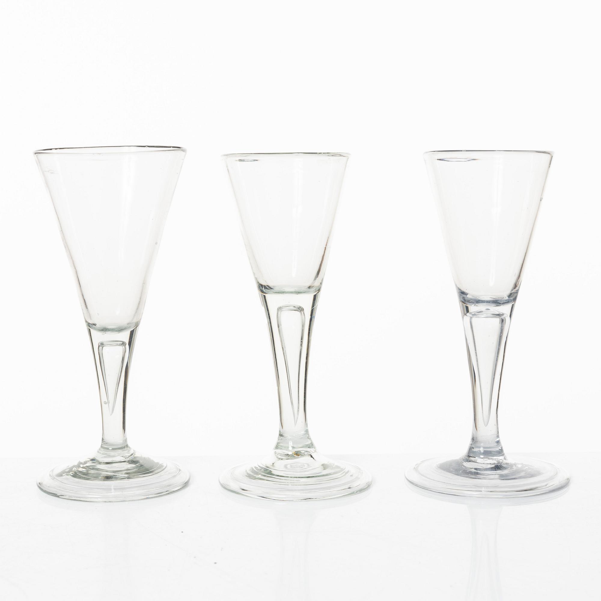 Pointed glasses, similar, 6 pcs, 18th century.