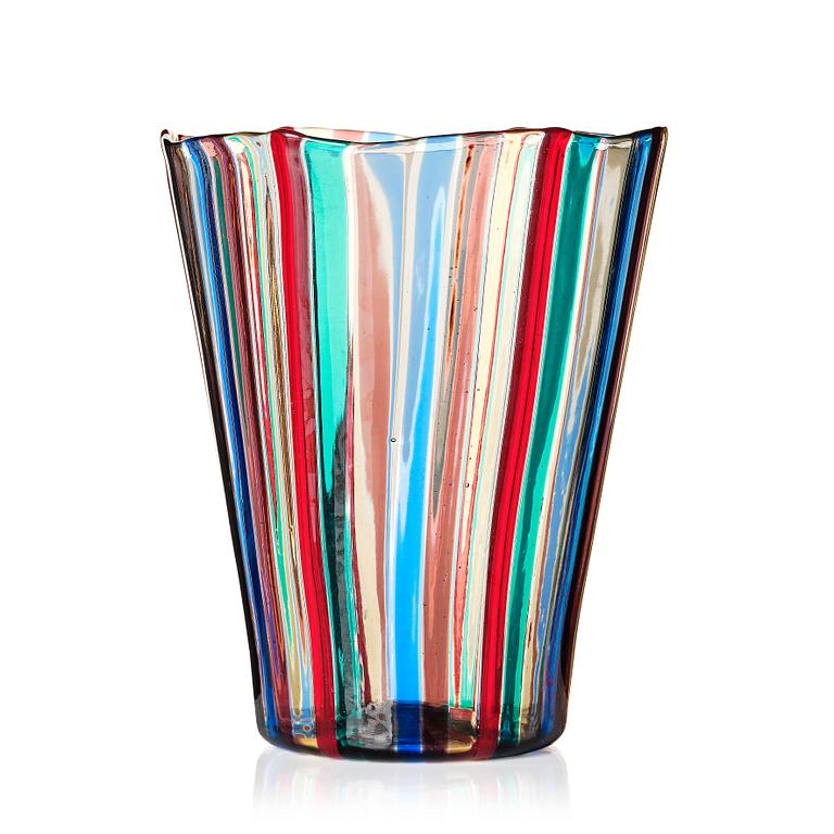 Gio Ponti, an "A Canne" glass vase, Venini, Murano, Italy 1950s-1960s, model no. 3702.