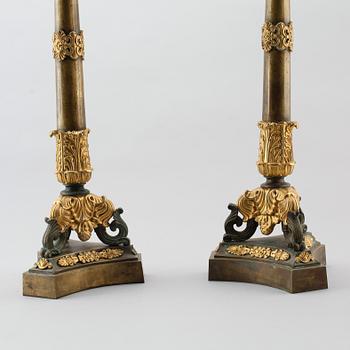KANDELABRAR, 1 par, senempire, Frankrike, 1800-talets första hälft.
