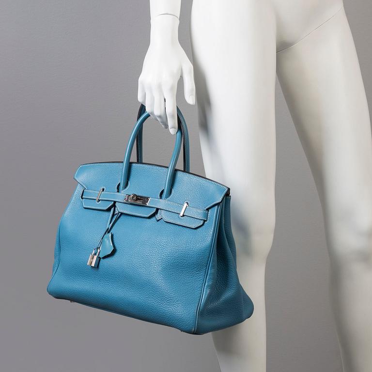 A "Birkin Bag" by Hermès, 35 Bleu.